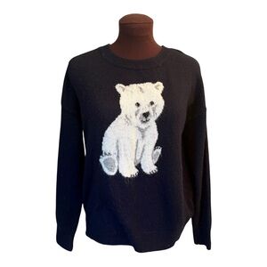 GAP Navy Blue Crew Neck Polar Bear Pullover Oversized Sweater, Women’s size XS